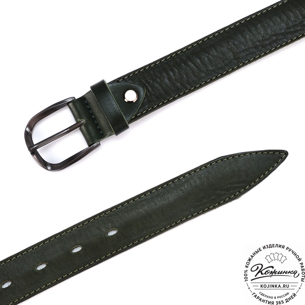 Кожаный ремень "Оникс" (зелёный)